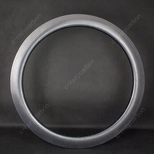 FIERCE Full Dimple 700C Aero Carbon 58mm Depth Rims Road Bicycle Road Disc Brake Rims Clincher/Tubeless Carbon Bike Cycling Rims