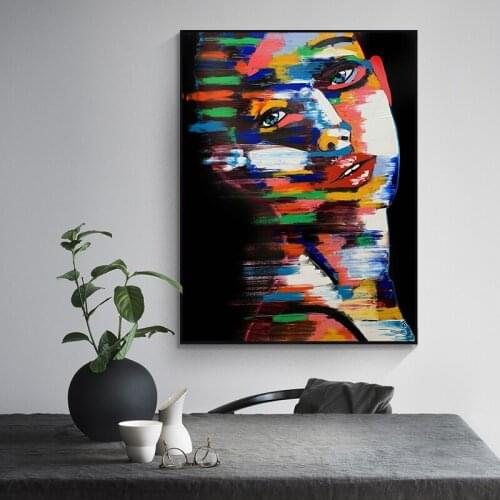 Knife Colorful Girl Abstract Painting Customize Canvas Poster and Print Decoration Dropship Wall Art Picutre Modern Home Decor