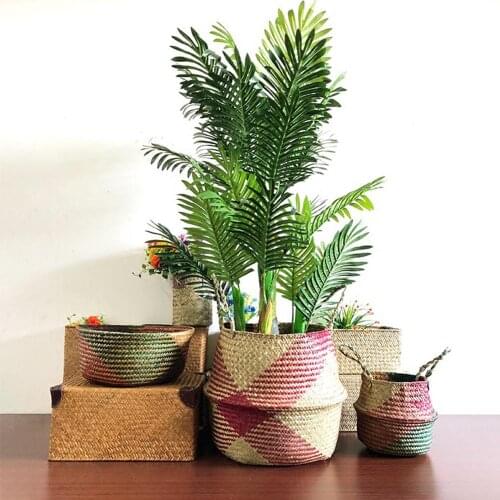 Seagrass Storage Basket Flower Pot Natural Rattan Basket Plant Pot Toys Holder Laundry Basket Container Home Debris Storage
