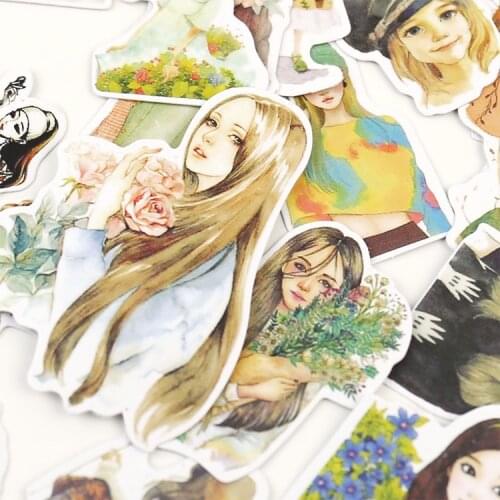 Beautiful Cute Girls Facial Stickers Hand Made Diary Sticker Notebook Hand Made Sticker Label Stationery Planner Accessories