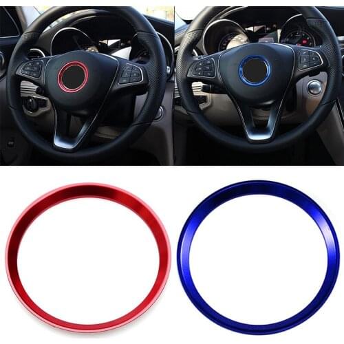 Red/blue Car Steering Wheel Center Emblem Decoration Rings Stickers Cover Steering Wheel Decorative Ring Cover