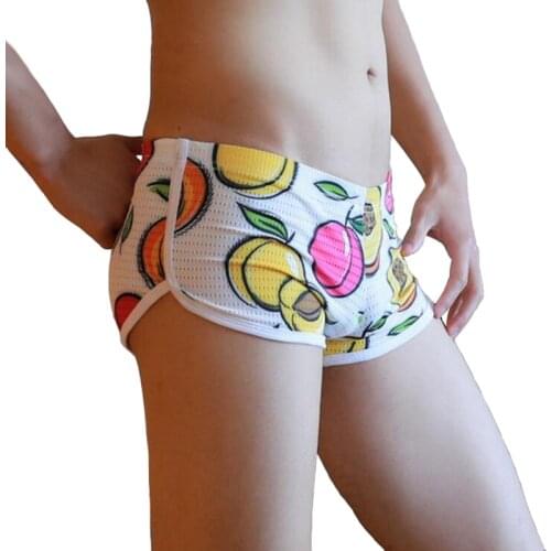 Men underwear boxer men fruit printing cueca masculina boxershorts men mesh hole breathable cuecas men underwear gay boxer homme
