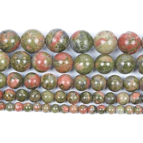 Natural Unakite Stone Beads Charm Beads Round Loose Beads For Jewelry Making DIY Necklace Bracelets Strand 4/6/8/10/12MM