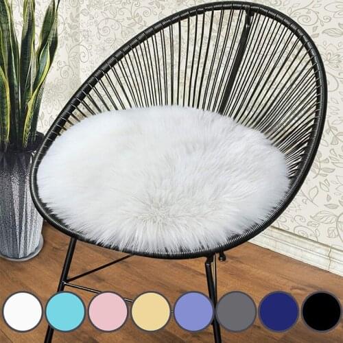 Mcao Premium Soft High Pile Round Faux Fur Sheepskin Chair Sofa Covers Plush Area Rugs for Bedroom Seat Car Cushion Throw TJ3640