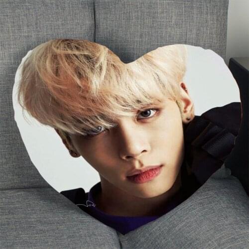 Custom Jonghyun Kpop Pillow Case Heart Shaped Zipper Pillow Cover Satin Soft No Fade Pillow Case Home Textile Decorative