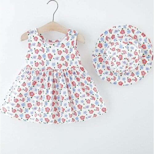 Casual Summer Dress For Baby Girl Clothes Toddler Girls Dresses Cute Floret Princess Baby Dress Party Infant Vestidos Send Hat