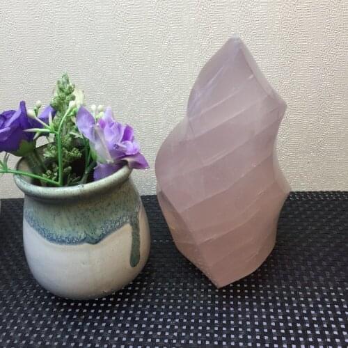 Drop shipping Natural rose quartz Crystal gemstone free standing meditation reiki healing chakra crystal torch for decoration