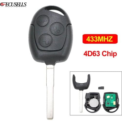 3 Button Remote Car Key 433Mhz 4D63 Chip With HU101 Blade For Ford Focus Fiesta Fusion C-Max For Mondeo Galaxy C-Max S-Max