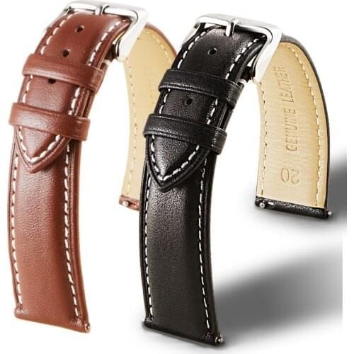 18mm 20mm 22mm 24mm Leather Strap Soft and Thin Needle Pattern First Layer Cow Leather Quick Release Watch Strap