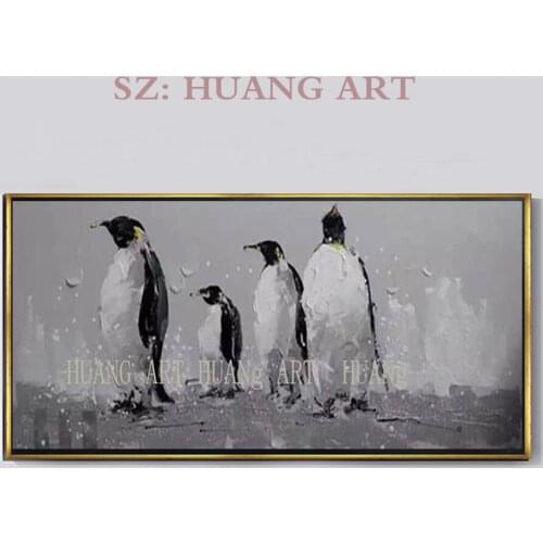Hand painted absract painting Penguin painting modern Animal abstract oil painting on canvas graffitti street for living room