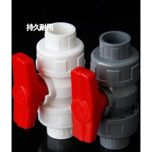 1pc ID.20~110mm PVC Ball Valve Double Union Joint Aquarium Fish Tank Adapter Garden Irrigation Water Pipe Connectors Globe Valve