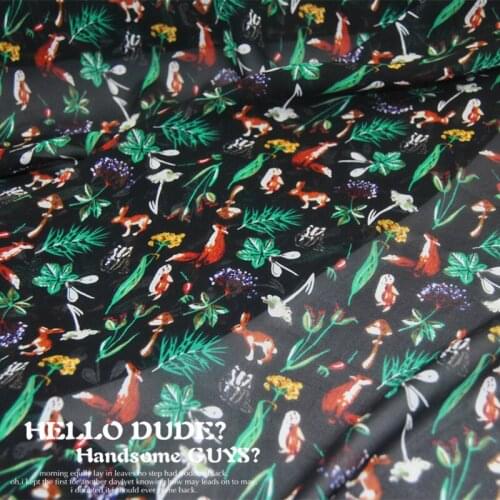 LEO&LIN Large and Wide Black Animal Plant Silk Georgette Chiffon Thin Transparent Skirt Shirt Fabric Fabric DIY Patchwork Tissue