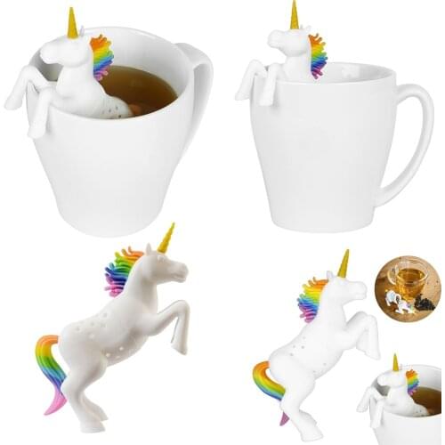 1Pcs Food-Grade Silicone Cartoon Unicorn Shape Tea Infuser Strainers Filter Loose Tea Bag Leaf Herbal Spice Filter Diffuser