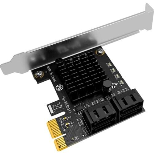 SSU Pcie To 4 Ports SATA 3 III 6 Gbps SSD Adapter PCI-E PCI Express X1 Controller Board Expansion Card Support X4 X6 X8 X16