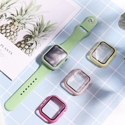 Glass+Case Full Cover For Apple Watch Case Series 6 SE 5 4 3 2 iWatch Case 44mm 40mm 42mm 38mm Protector Apple Watch Accessor