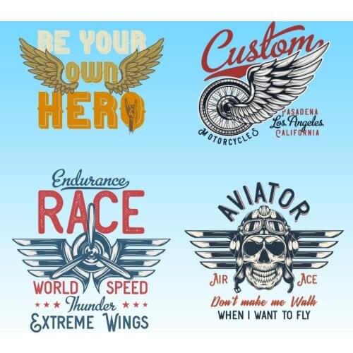 Popular European And American Wings Letter Pattern Heat Transfer for Clothing Printed Heat-Sensitive Patches DIY Appliques