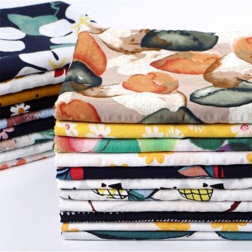 Fabric Cotton 100% By The Meter Foam Dark Print for Dress Kids Princess Skirt Sewing Cartoon Plant Anime Floral Cloth Black Blue