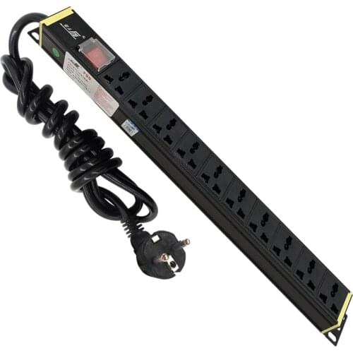 PDU Universal Outlets Switch Network Cabinet Rack 1.5/3M Extension Cord 1.5/2.5 square Aluminum alloy 10 Unit SOCKET