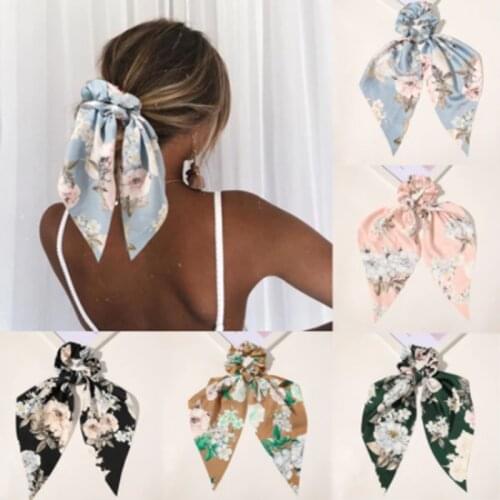 Women Satin Long Headbands Girls Ribbon Ponytail Hairbands Scrunchies Elastic Hair Headband Hair Accessories