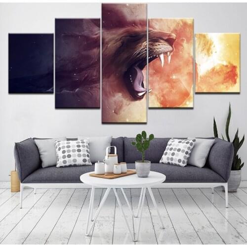Angry wolf 5 Piece HD Wallpapers Art Canvas Print modern Poster Modular art painting for living room Home Decor