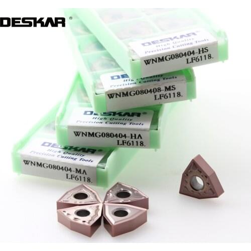 10PCS DESKAR WNMG080404 WNMG080408 MQ MS MA HA JMS LF6118 Turning Tools CNC Carbide Inserts Lathe Cutter For Stainless Steel