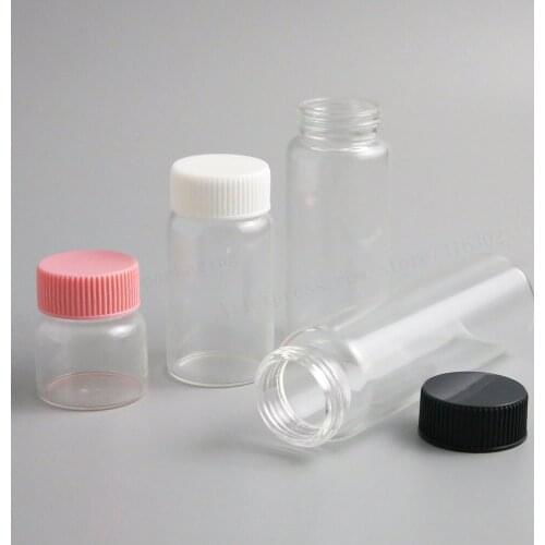 Travel Empty 20ML 50ML 70ML 100M Transparent large liquid Glass Bottle Glass Vials Containers For Essential Oil Use 24pcs