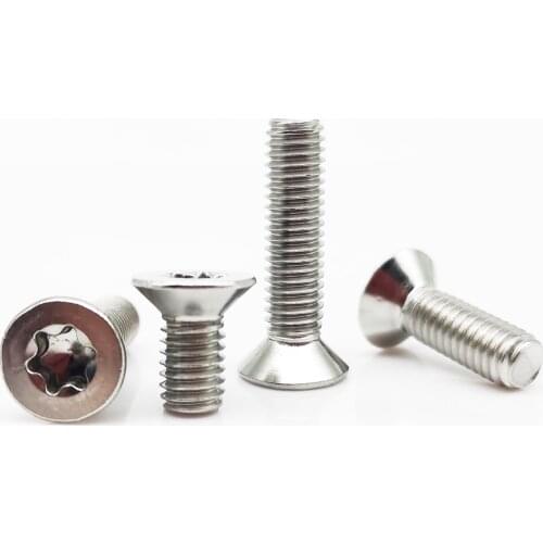 5/50pc M1.6 M2 M2.5 M3 M4 M5 M6 M8 GB2673 304 A2-70 Stainless Steel Six Lobe Torx Flat Countersunk Head Screw Bolt Length 3-60m
