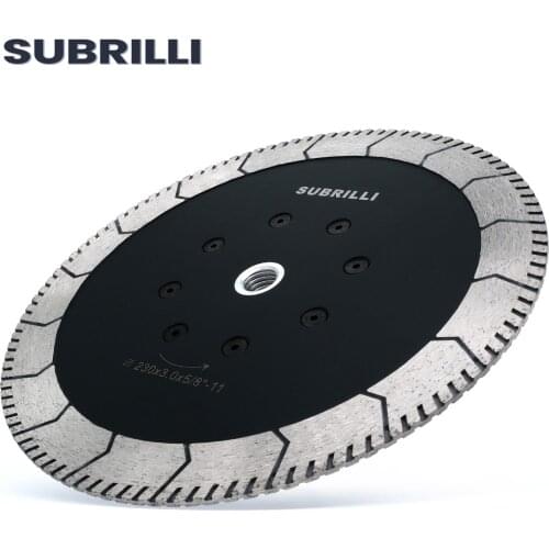 SUBRILLI 230mm Diamond Dual Cutting Grinding Disc 9" Diamond Saw Blade With Flange M14 5/8-11 Thread Multitool Circular Saw Disk