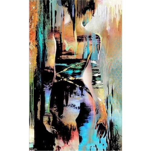 Diy Diamond Painting Abstract Art, Graffiti Sexy Woman Diamond Mosaic Full Square Round Drill Diamond Embroidery Home Decor