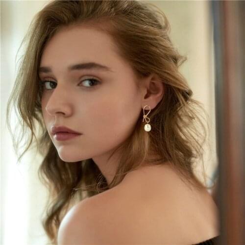 BLINLA 2021 New Fashion Imitation Pearl Drop Earrings for Women Geometric Gold Color Metal Circle Earrings Trendy Jewelry Gift