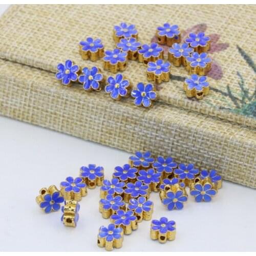 High grade 7mm lovely flower blue enamel cloisonne spacers beads 10pcs diy bracelets/necklaces accessories jewelry findingsB2501