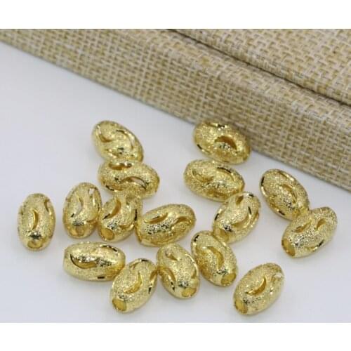7*11mm 10pcs gold-color barrel tube shape hollow spacers beads frost matte accessories jewelry findings B2565