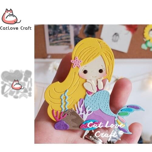 Catlove Mermaid Girl Metal Cutting Dies Scrapbooking Mold Stencil Die Cuts Card Making DIY Craft Embossing New Dies For 2021