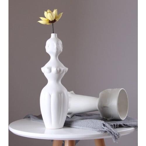 Purity love Goddess white flower vase artifical flowers holder gift for mother wife girl friend home office table decoration