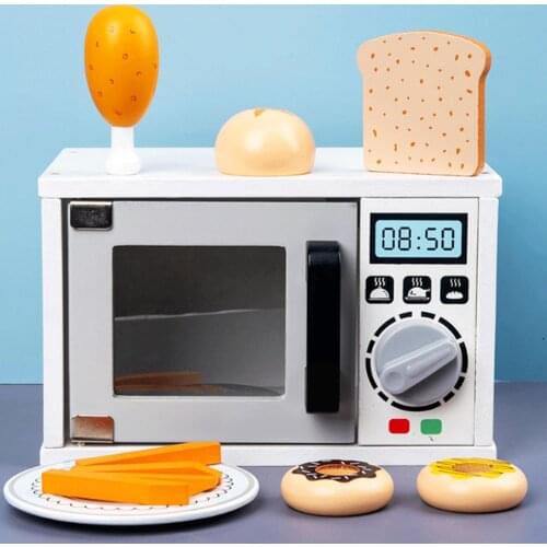 Children Kids Toys Wooden Microwave Oven kitchen Baking Parent-child Interactive Birthday /Girl Christmas NEW Year Gift Toy