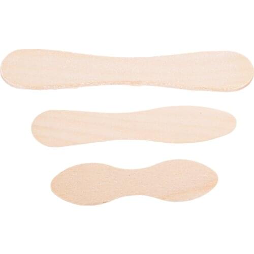 Dophee 50pcs 3 sizes Ice Cream Sticks Natural Wooden Sticks Ice Cream Spoon Hand Crafts Art Ice Cream Lolly Cake Tools