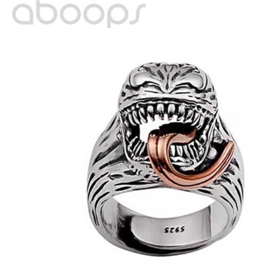 Bicolor 925 Sterling Silver Venom Ring for Men Women,Adjustable Size 8-11,Free Shipping