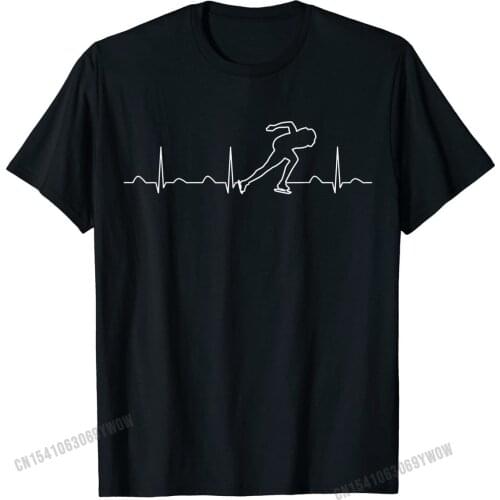 Speed Skating Heartbeat Shirt, Funny Cute Skater Love Gift Print Mens Top T-shirts Funky Cotton Tops & Tees Fitness Tight
