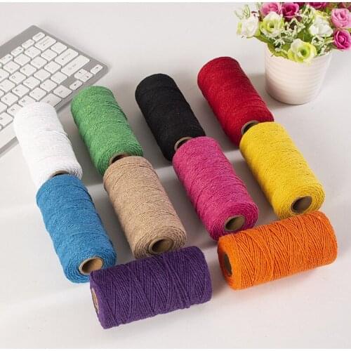 100M/Roll 2mm Cotton Rope Colorful String Thread for Party Wedding Thread DIY Crafts Braided Twisted Cotton Home Textile Decor