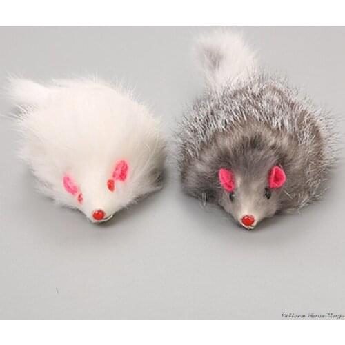 Cat Toy Mouse Fur Mixed Loaded Grey White Mouse Toys Cat Teaser Kitty Kitten Funny Toys False Mouse Cat Pet Gifts Toys
