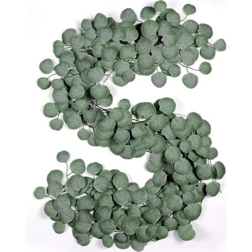 Artificial Eucalyptus Garland Fake Vine Plant With Leaves Faux Silver Dollar Greenery For Wedding Outdoor Decoration-ABUX