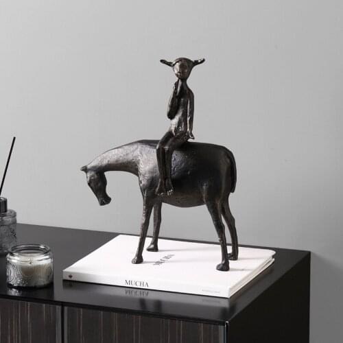 Creative abstract Black horseman Statue Resin sculpture Crafts Simple Living Room Ornaments Home Office Store Decors Decorations