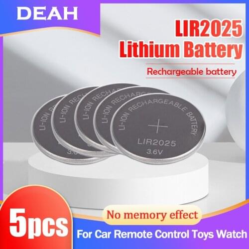 5PCS LIR2025 LIR 2025 3.6V Lithium Rechargeable Battery For BMW Remote Key Computer Watch Thermometers Button Cell CR2025 ML2025