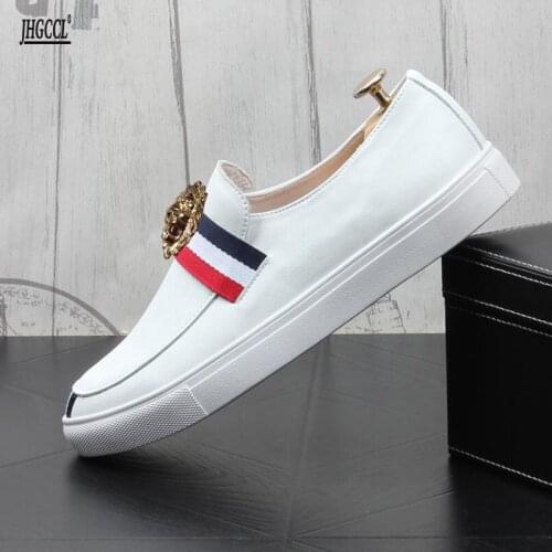 New mens casual shoes Loafers breathable mens shoes suitable for young men hip-hop vulcanized white slippers P5w.net