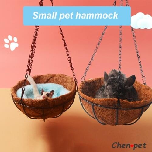 Small Pet Hanging Basket Nest Coconut Fiber Hamster Nest Hammock with Chains for Rats Chinchilla Ferret Small Animal Accessories