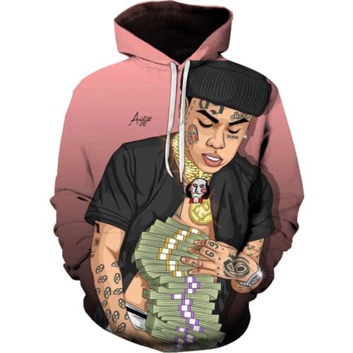 Autumn Winter Fashion Gooba 6ix9ine Mens Hoodies 3d Print Casual Rapper Sweatshirt Men Hip-hop Clothes Hoodie Oversized Hoody