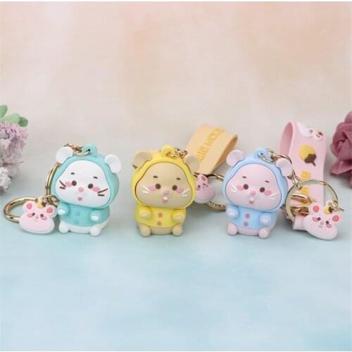 Cartoon Mouse Car Keychain Pendant Lovely Girly Heart Student Backpack Exquisite Hanging Ornaments Wallet Decoration Supplies