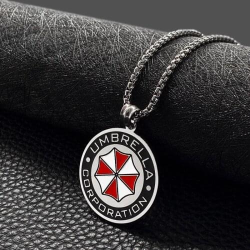Necklace men Round umbrella pendant stainless steel men necklace 2020 long chain necklace men punk jewelry on the neck Accessory