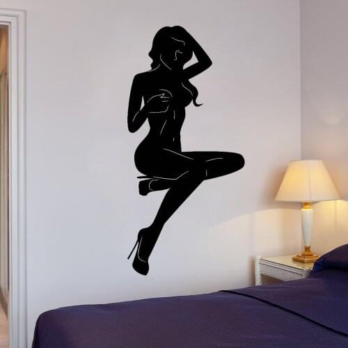Silhouette Sexy Naked Woman Girl Wall Decal Stickers Adult Decor Bedroom Stickers Home Decoration Removable Mural D688