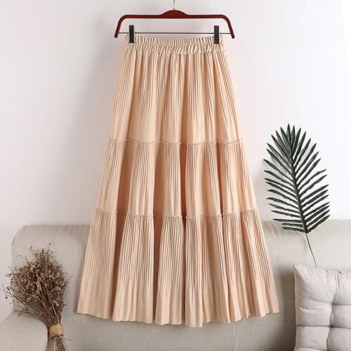 The new autumn and winter high waist shows big swing A thin elastic waist pure pressure stitching Skirt High Skinny Skirts